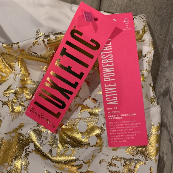 NEW w/TAGS! Lilly Pulitzer’s Luxletic Active Powerstretch Metallic Gold leggings - Picture 4 of 14